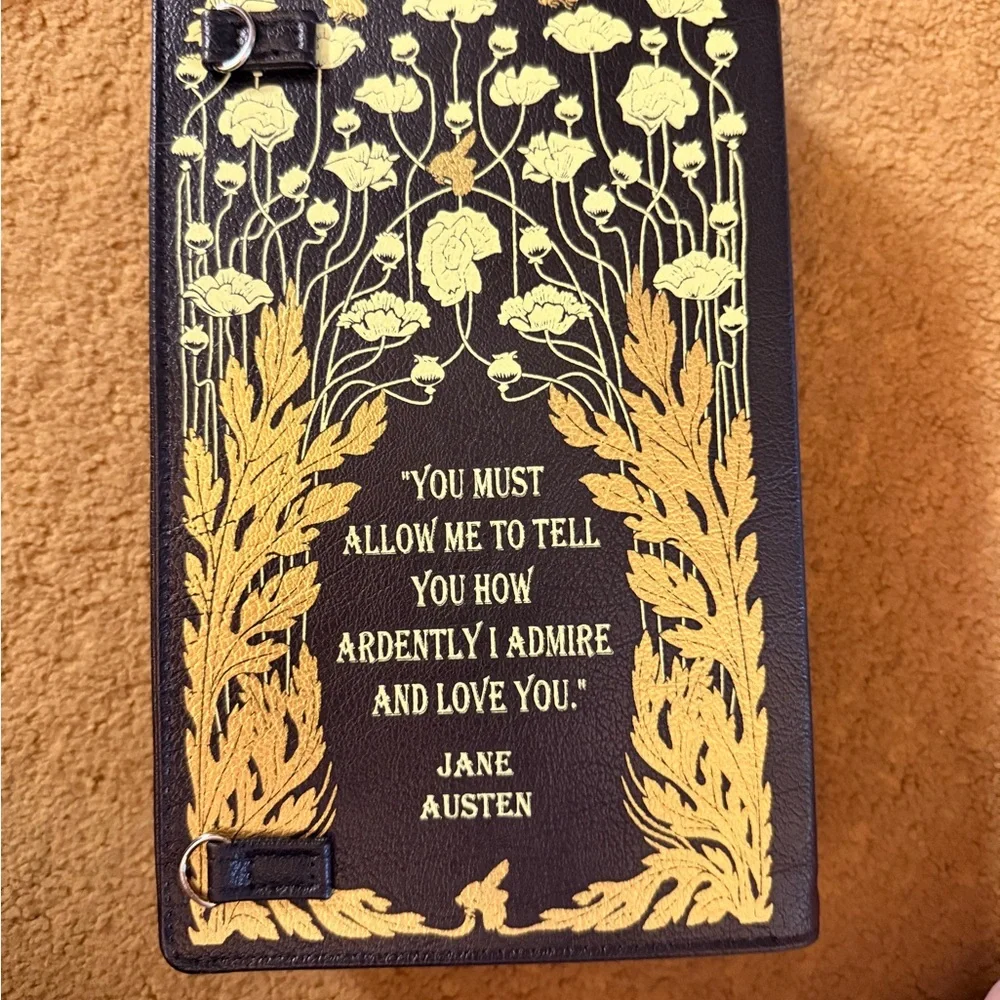 Black Book with Gold Jane Austen Pride and Prejudice Clutch Purse/Bag - Picture 2 of 4